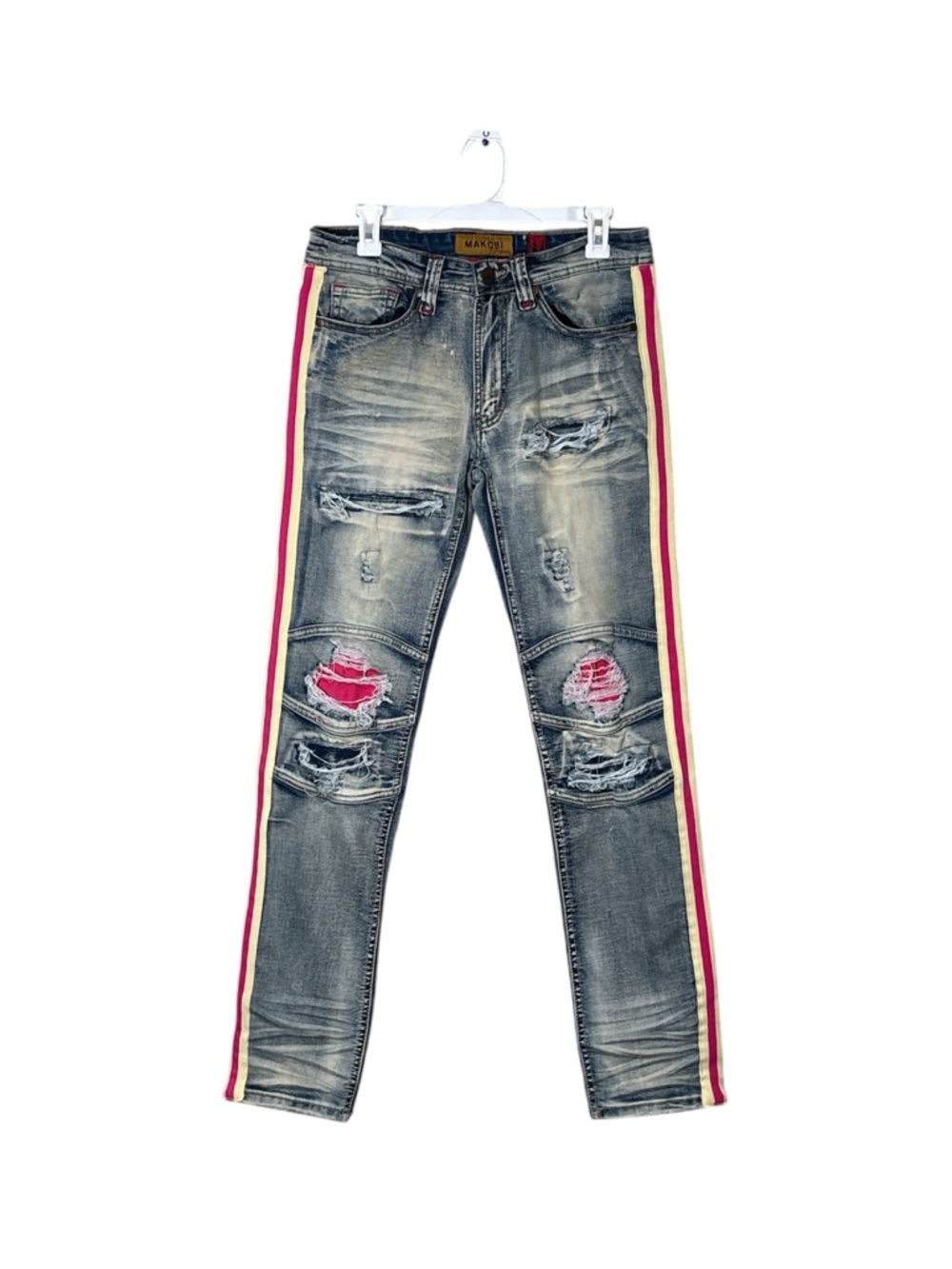 MAKOBI Men’s Distressed Jeans,Size 30 X 32
